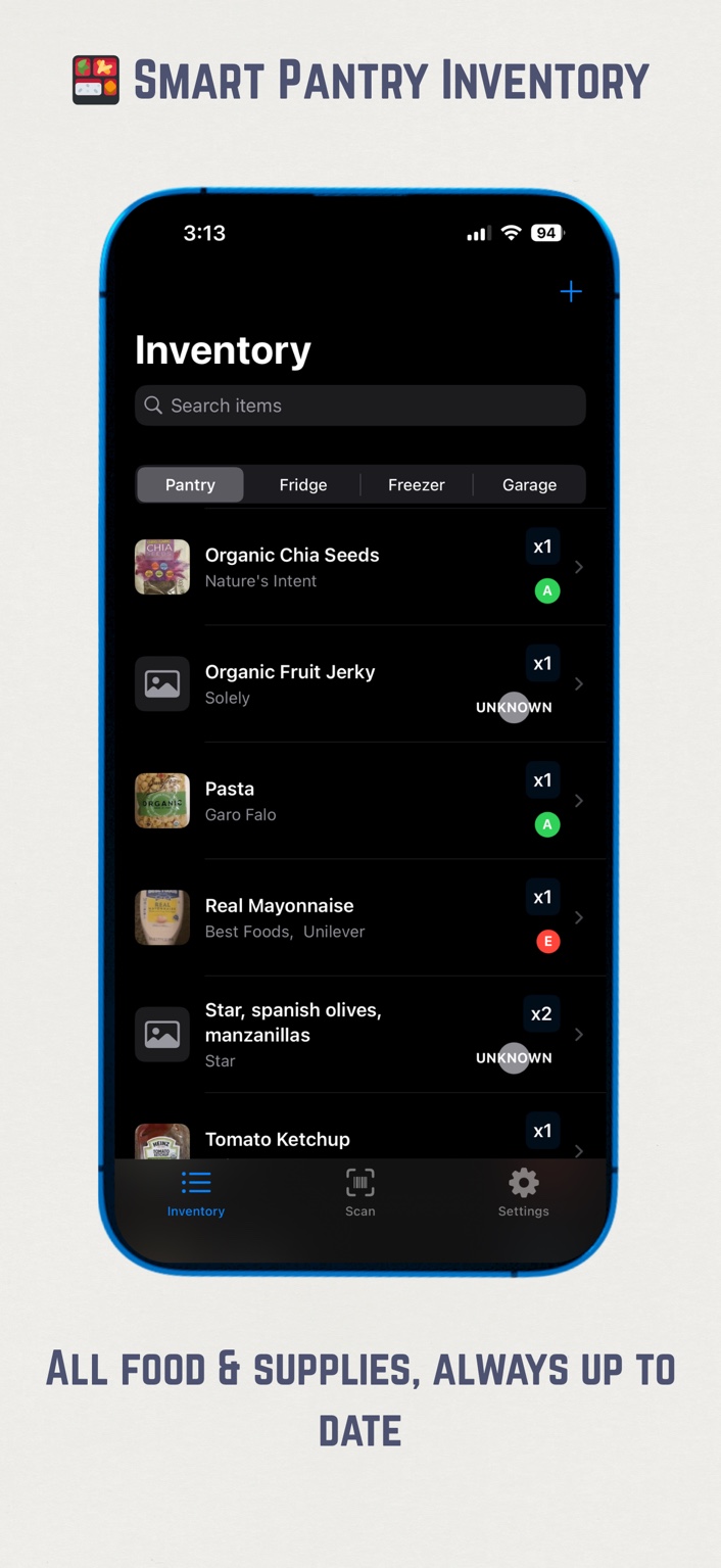 Smart pantry organization with multiple storage locations